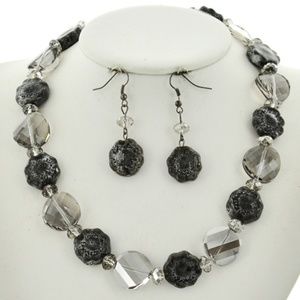 Black Hematite Faceted Necklace & Earring  Set